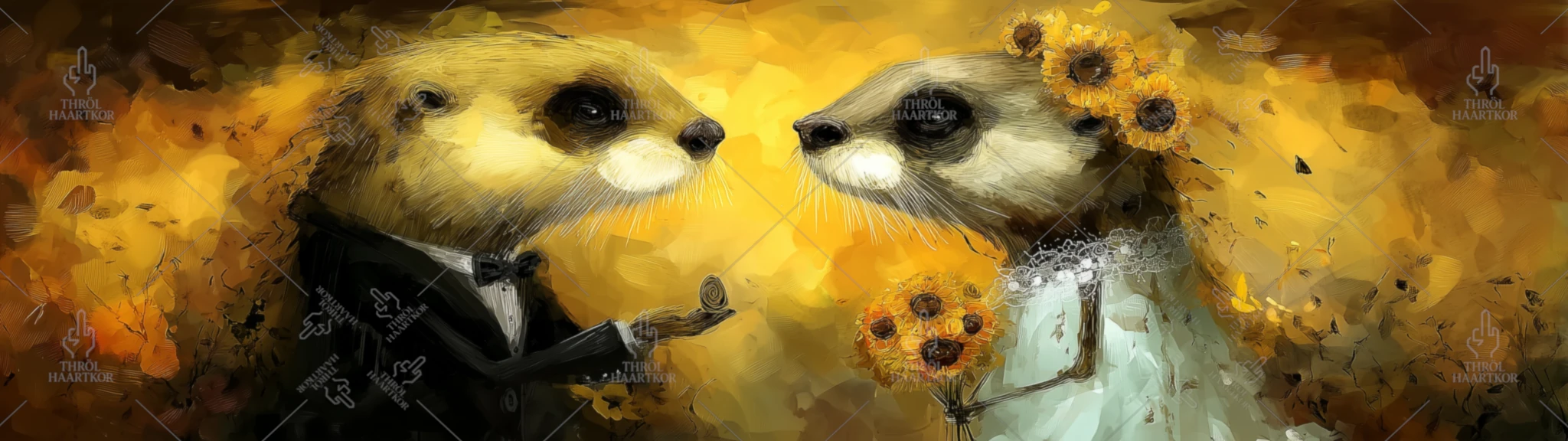 Otters 2 - 32:9 - A couple of adorable otters