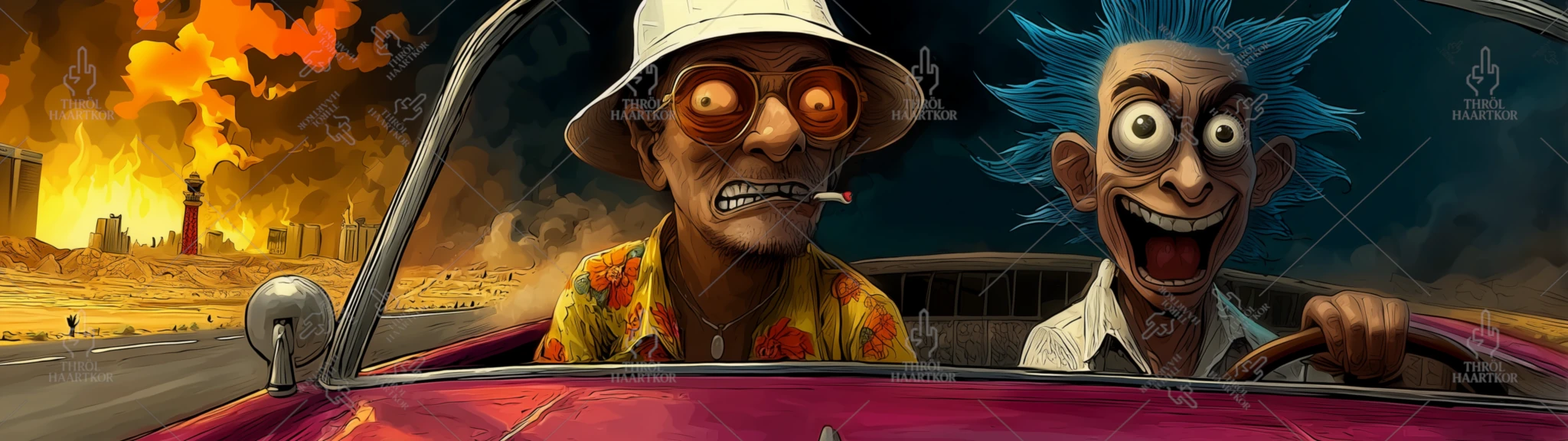 Vegas C-137 Couldn’t Handle the Shock - 32:9 - Raoul Duke and Rick Sanchez escape from a burning Las Vegas. Those two together are a real firecracker.