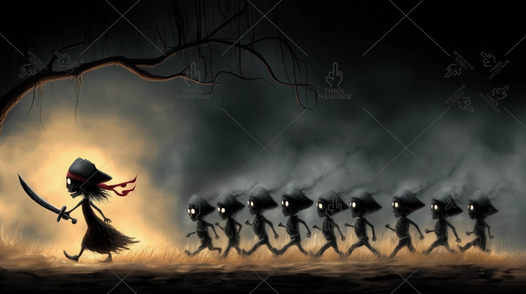 Captain Krapounette and her crew - 16:9 - The little pirate captain Krapounette leads her crew of undead towards the treasure