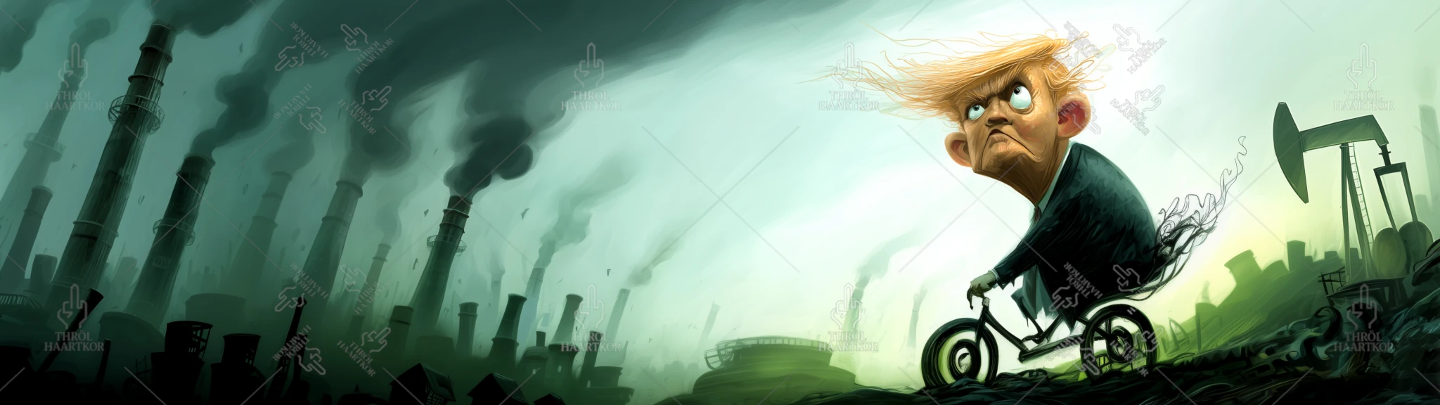 Morning Breeze - Illustration of a completely deranged president's little morning stroll