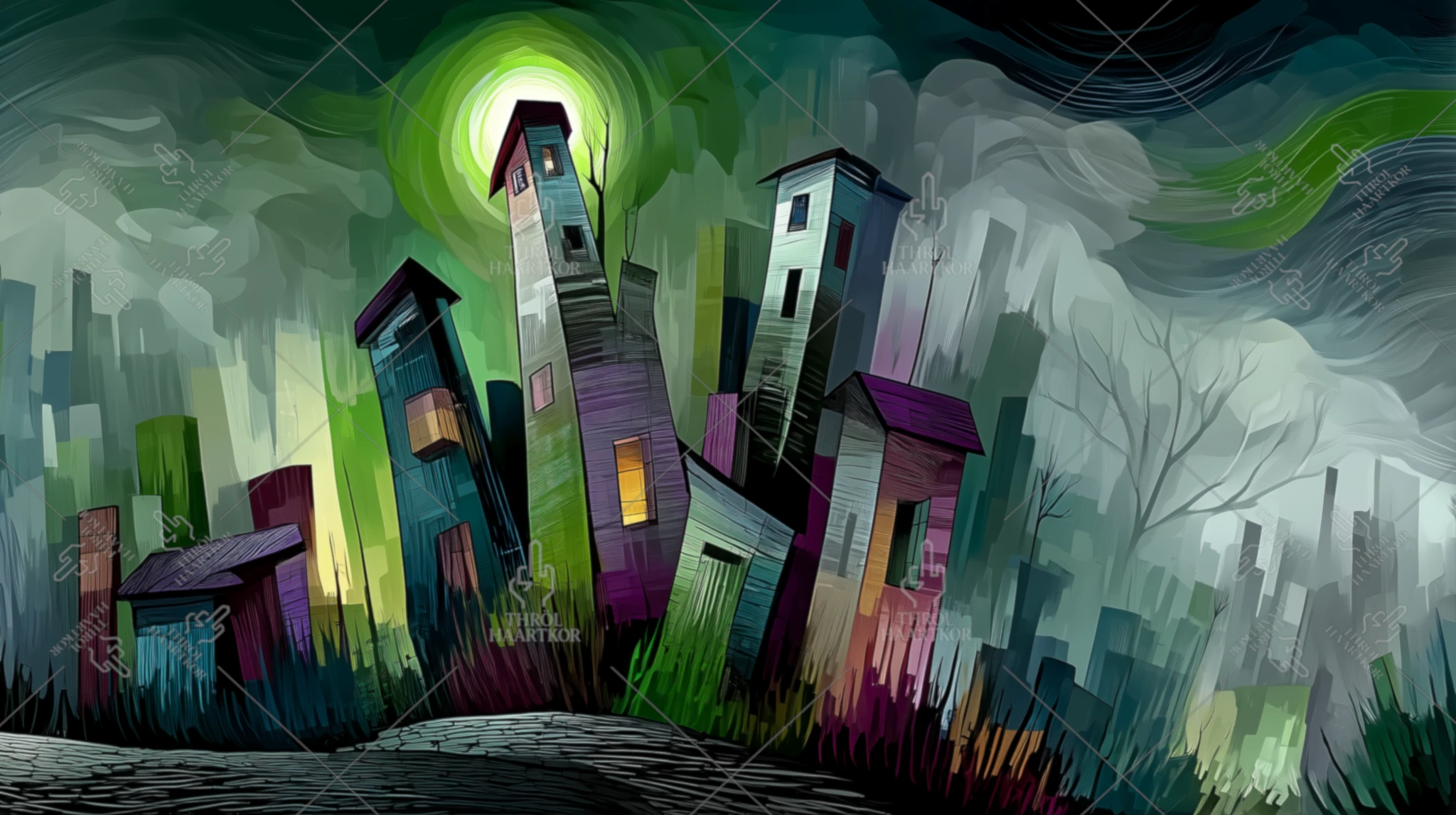 Urban Planning Under Acid - 16:9 - A city seen under the influence of acid