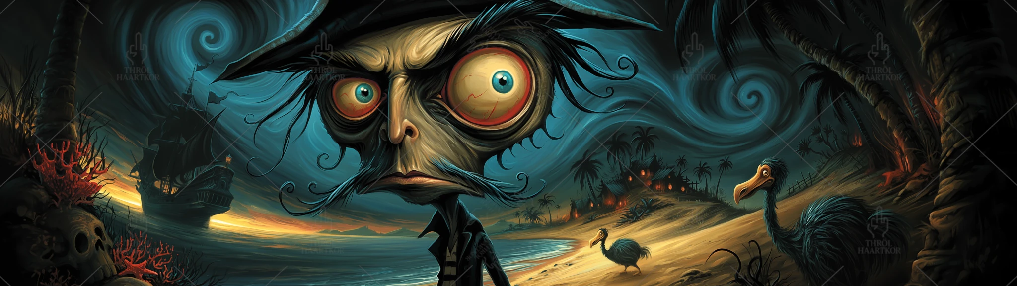 Azure Dinner - 32:9 - Pirate wallpaper inspired by the video game Windrose.