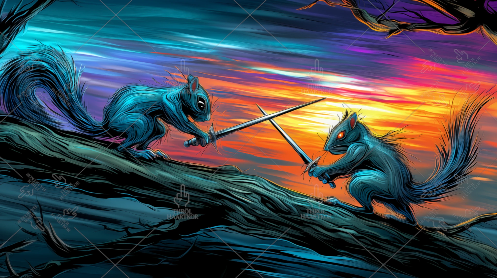 Duel at the Summit - 16:9 - A duel at the summit for a pile of hazelnuts.