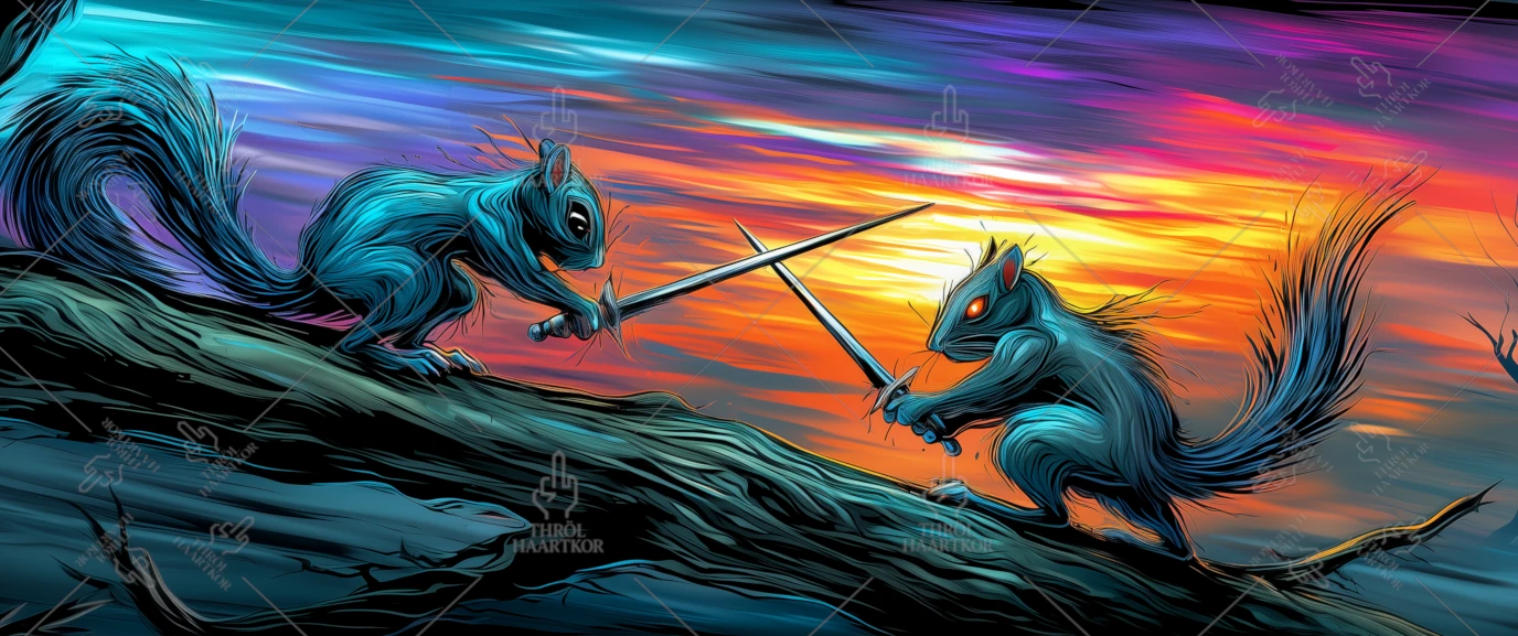 Duel at the Summit - 21:9 - A duel at the summit for a pile of hazelnuts.