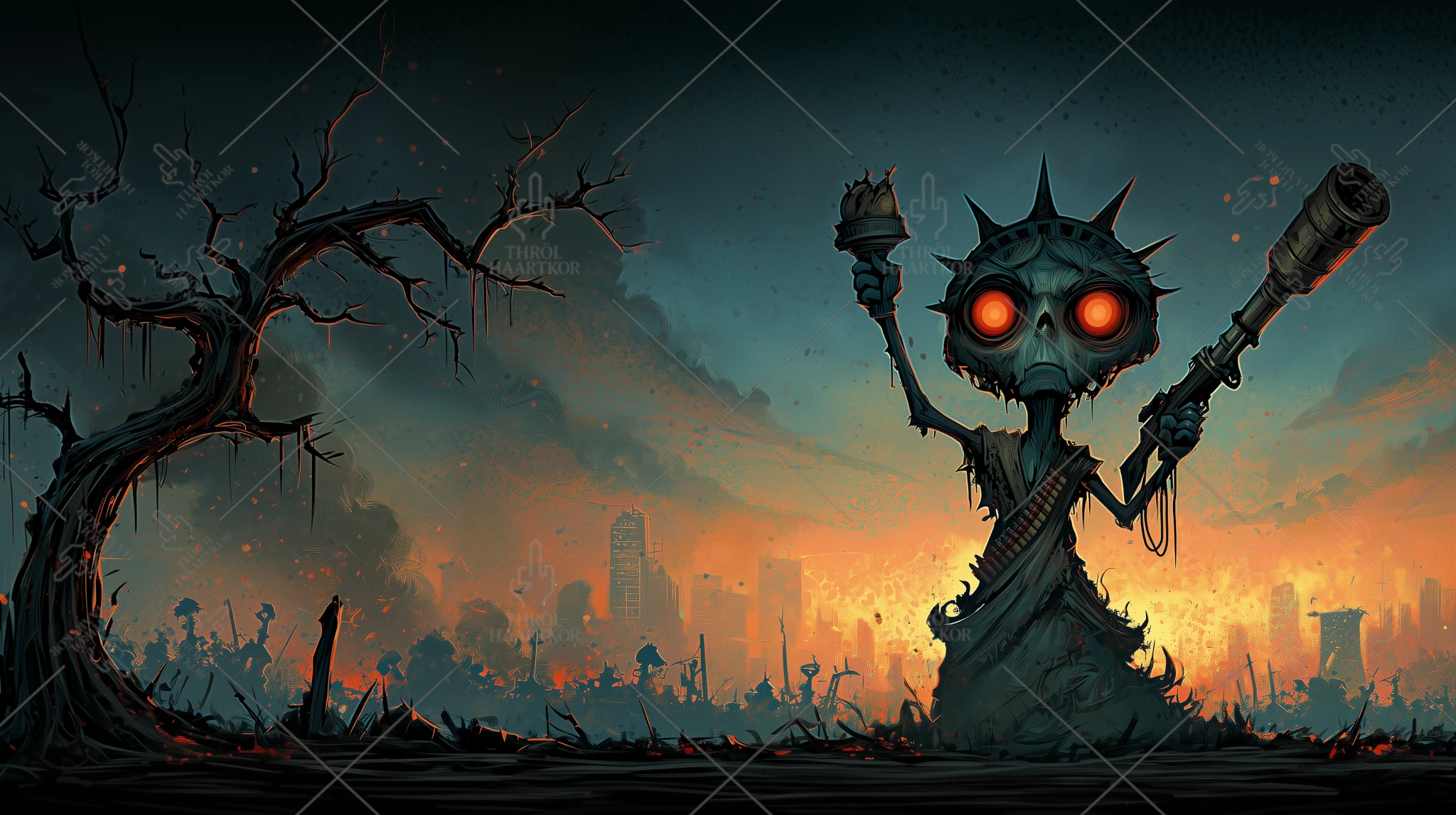 Freedom Regained - 16:9 - The Statue of Liberty has finally taken matters into her own hands.